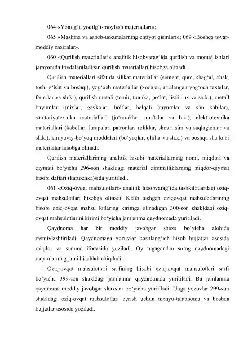 Byudjet tashkilotlarida tovar moddiy zahiralar hisobi 4