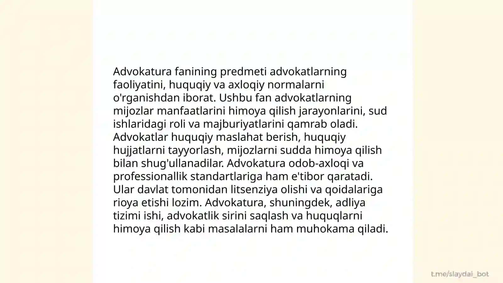 Advokatura fani tushunchasi, predmeti va vazifalari 4
