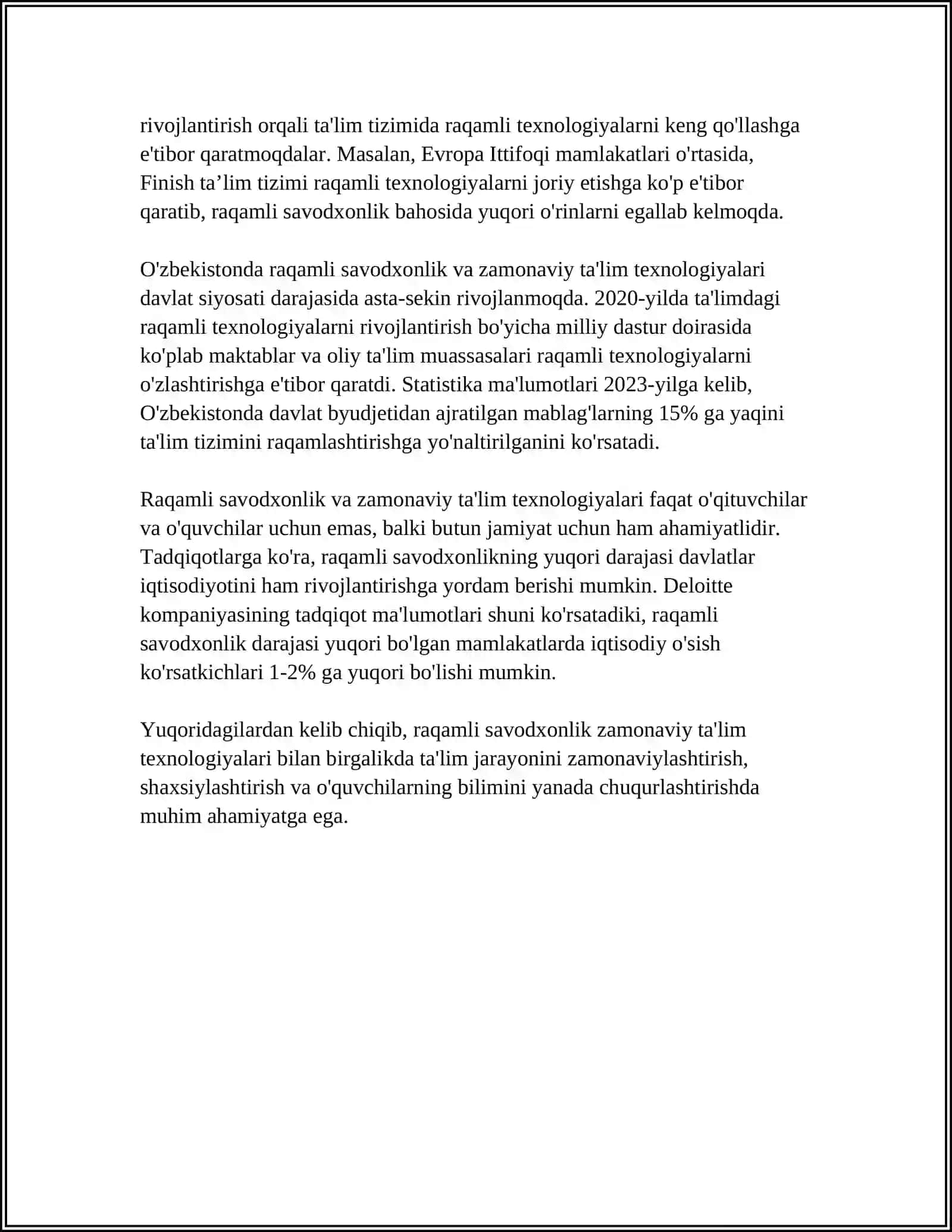 DMTT LARDA SAVODXONLIKKA ÒRGATISH TA'LIMIY FAOLIYATI JARAYONIDA QÒLLANILAYOTGAN ZAMONAVIY TA'LIM TEXNOLOGIYALARI 4