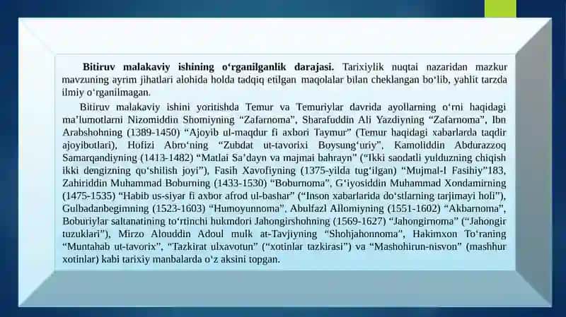Temuriylarsaltanatining boshqaruv jarayonlarida malikalarning tutgan o‘rni 4