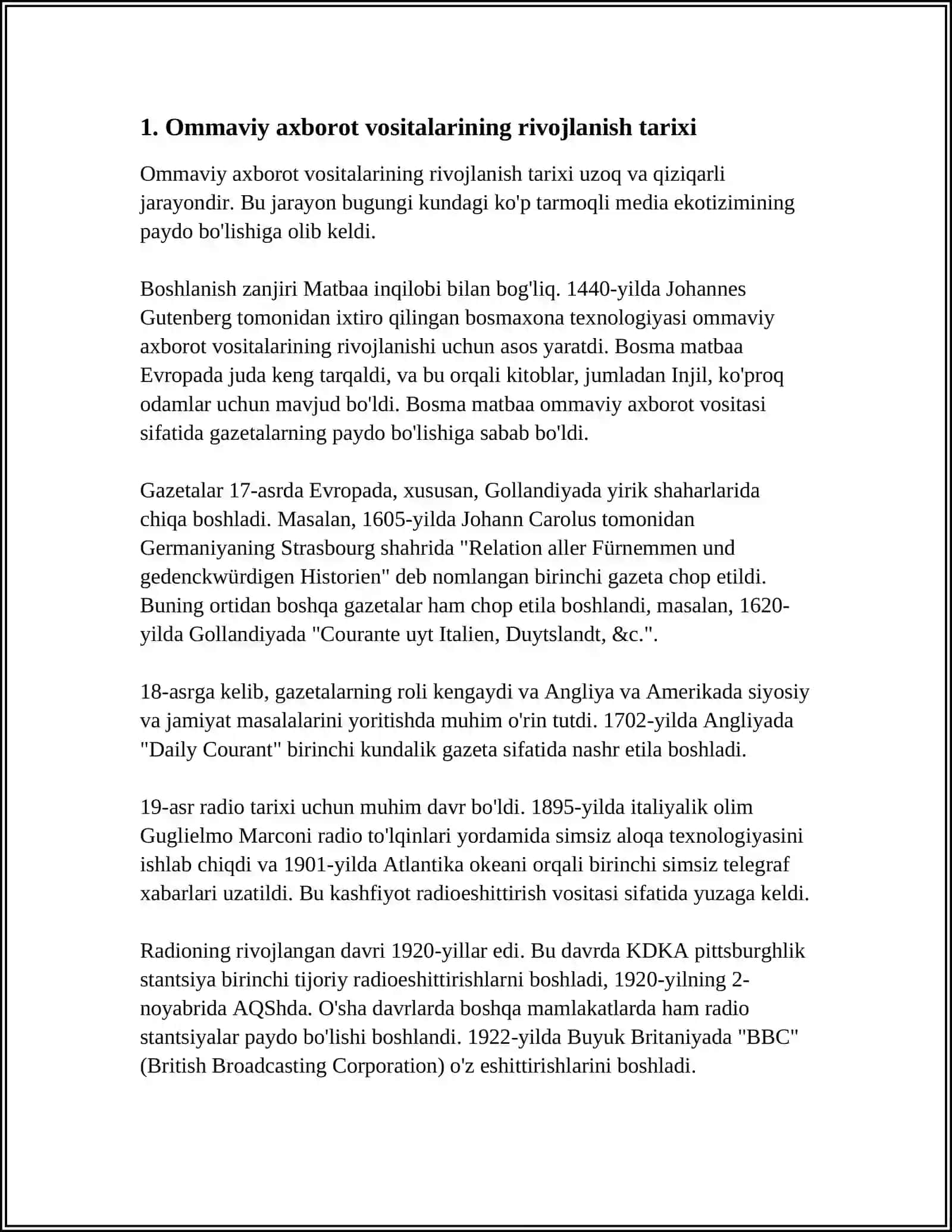 OʻZBEKISTON RESPUBLIKADA OMMAVIY AXBOROT VOSITALARINING FAOLIYATI 4