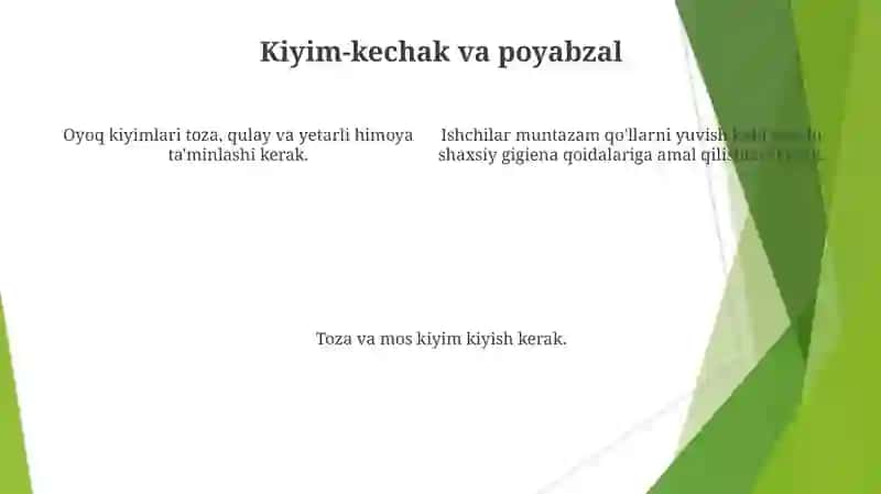 Xodimlarning shaxsiy gigenasiga sanitariya talablari 4