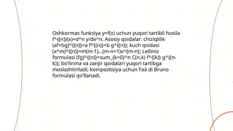 Yuqori tartibli hosilalar 4