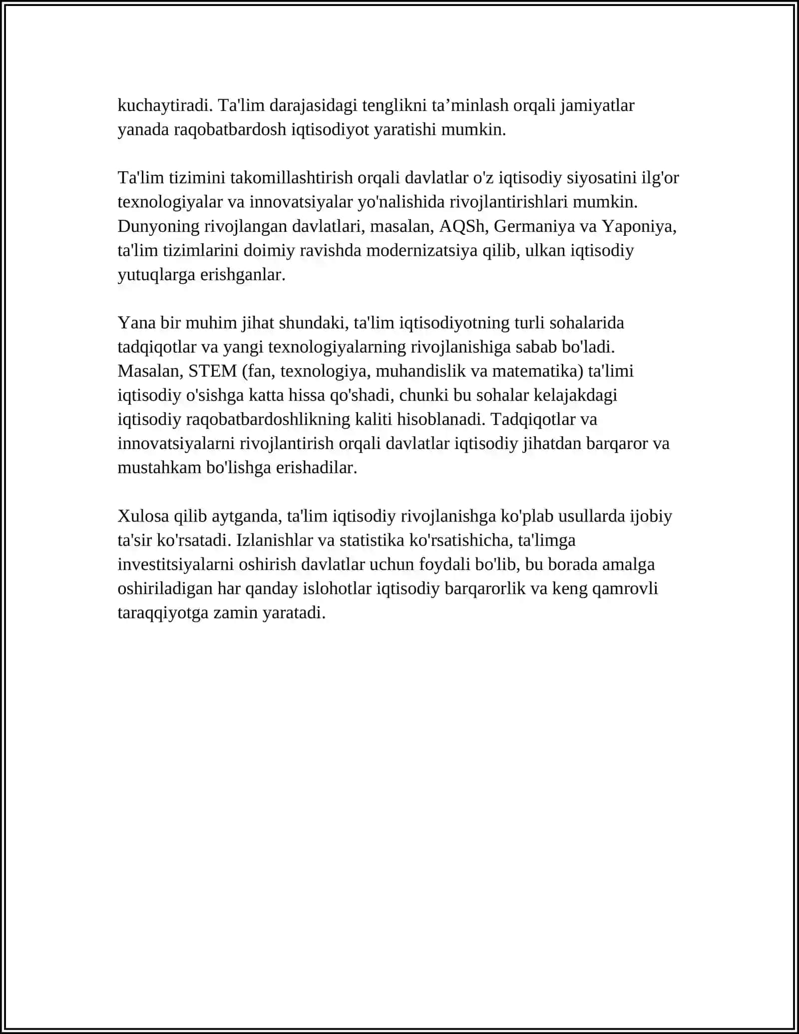 TA'LIMNING OʻRNI IQTISODIY RIVOJLANGAN DAVLATLARDA 4