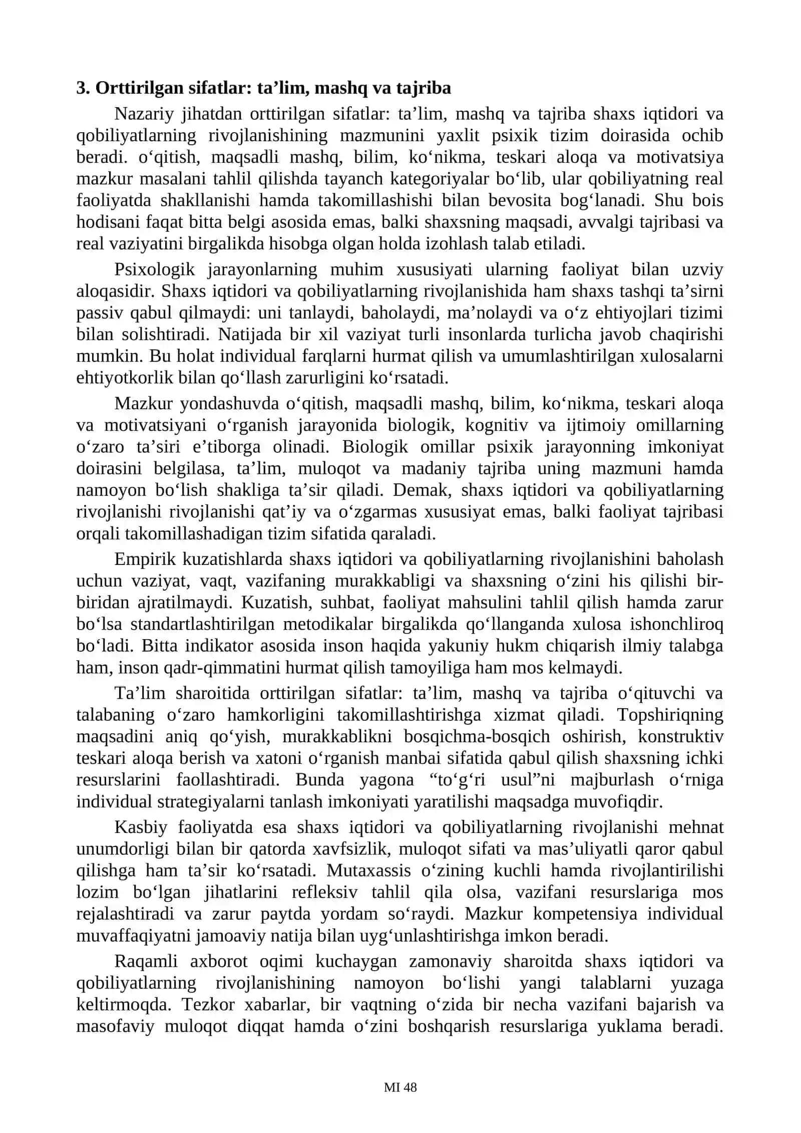 Shaxs iqtidori. Qobiliyatlardagi tug‘ma va orttirilgan sifatlar 4