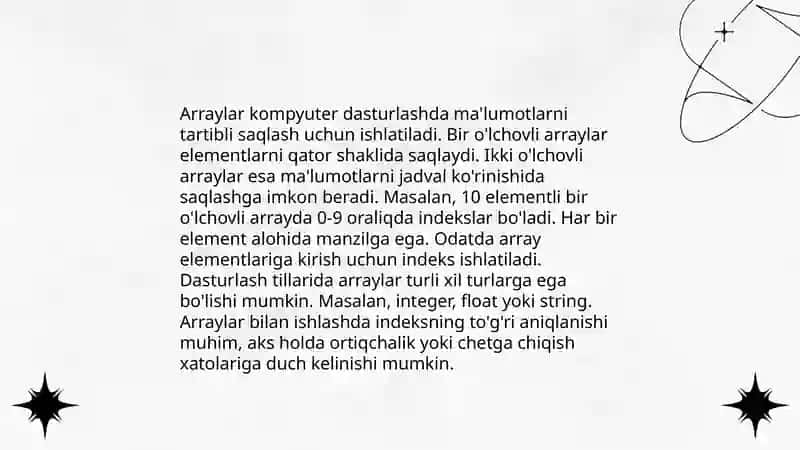 Dasturlash fani.Ma'lumot to'plamlari va turlari bilan ishlash 4