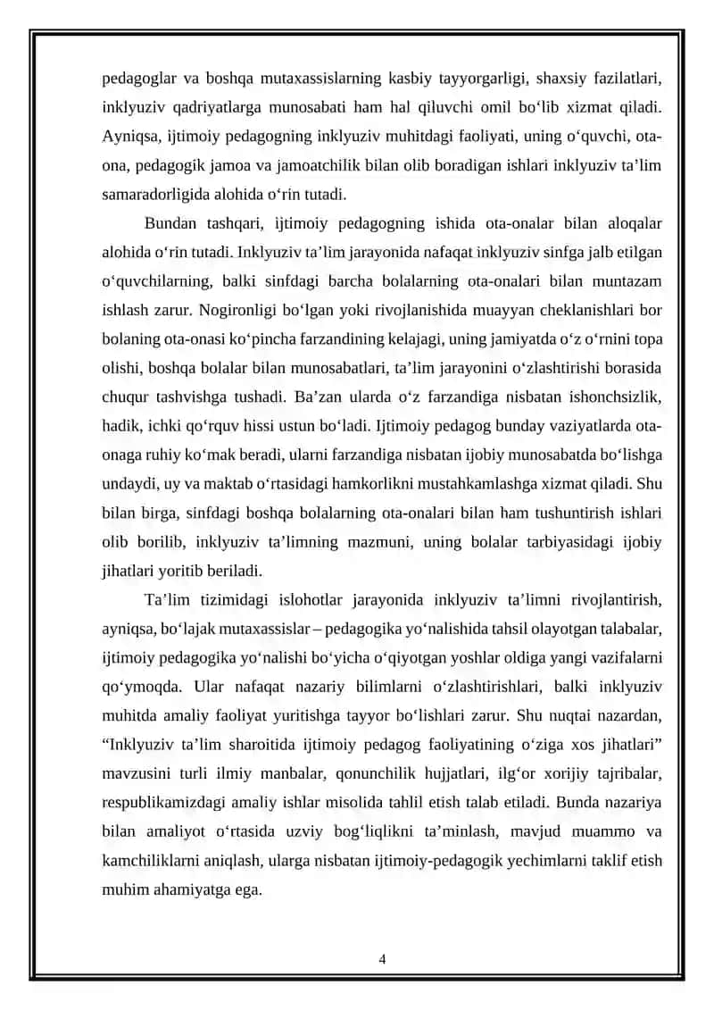 Inklyuziv ta'lim sharoitida ijtimoiy pedagog faoliyatining o'ziga xos jihatlari 4