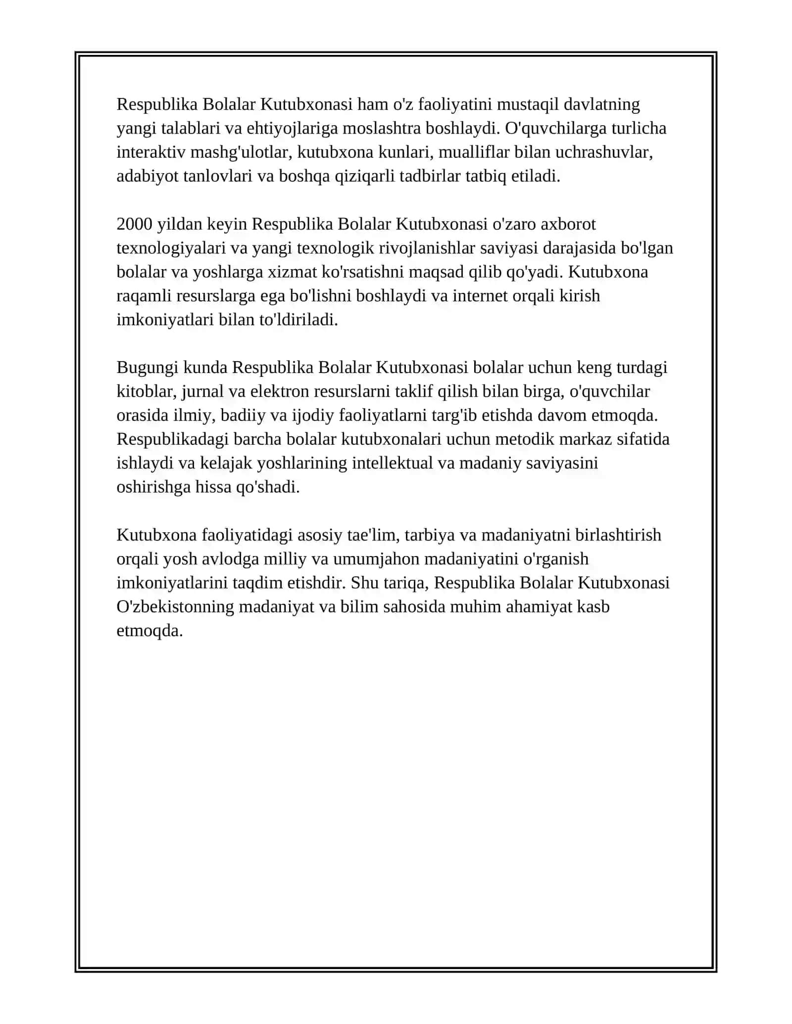 RESPUBLIKA BOLALAR KUTUBXONASI 4