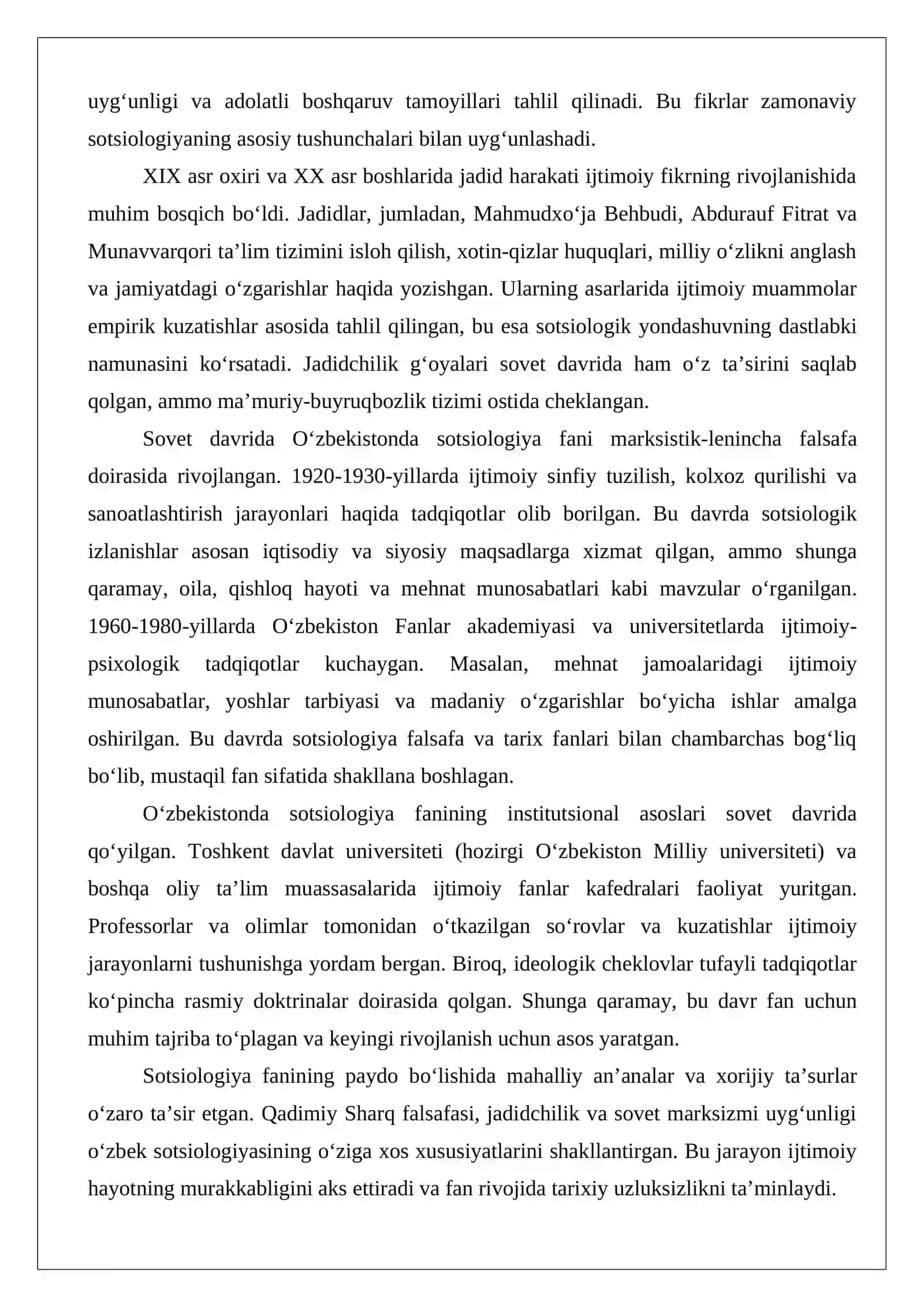 Oʻzbekistonda zamonaviy sotsiologiyaning holati va istiqbollari 4