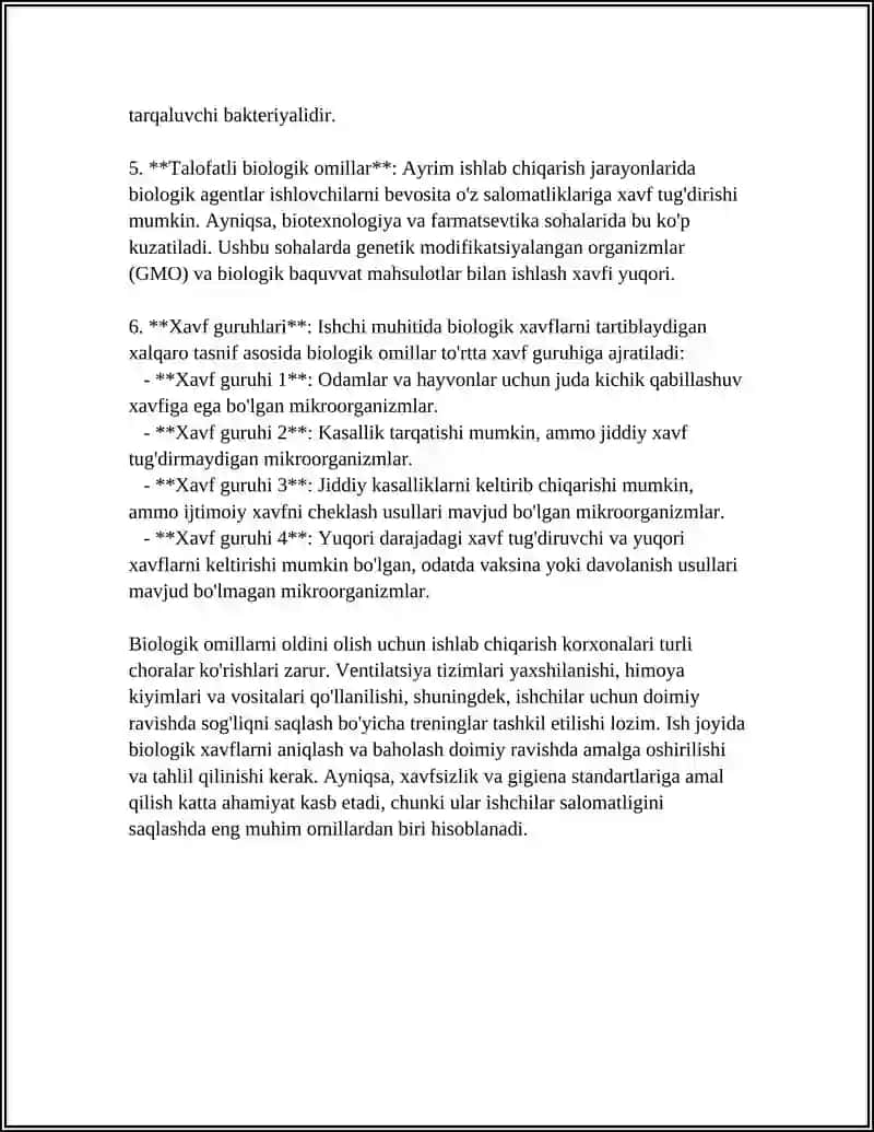 ISHLAB CHIQARISH MUHITIDAGI BIOLOGIK OMILLARGA GIGIYENIK TA'RIF. TEBRANISH KASALLIGI 4