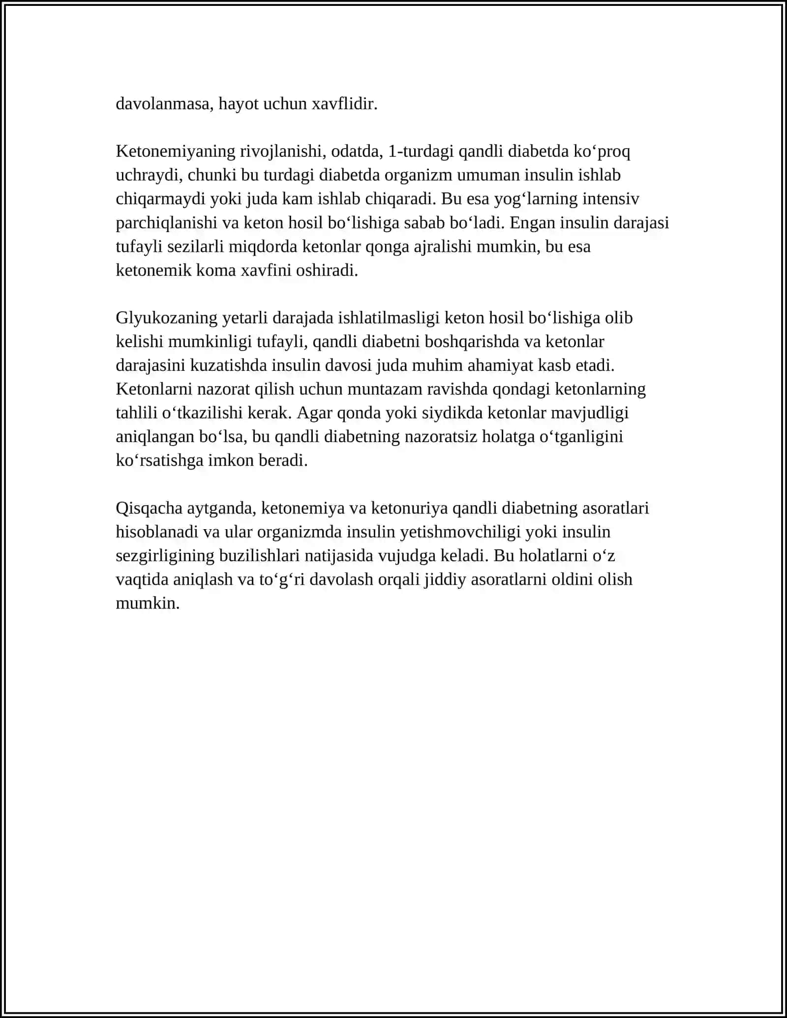 QANDLI DIABET VA OCHLIKDAGI KETONURIYA VA KETONEMIYA 4