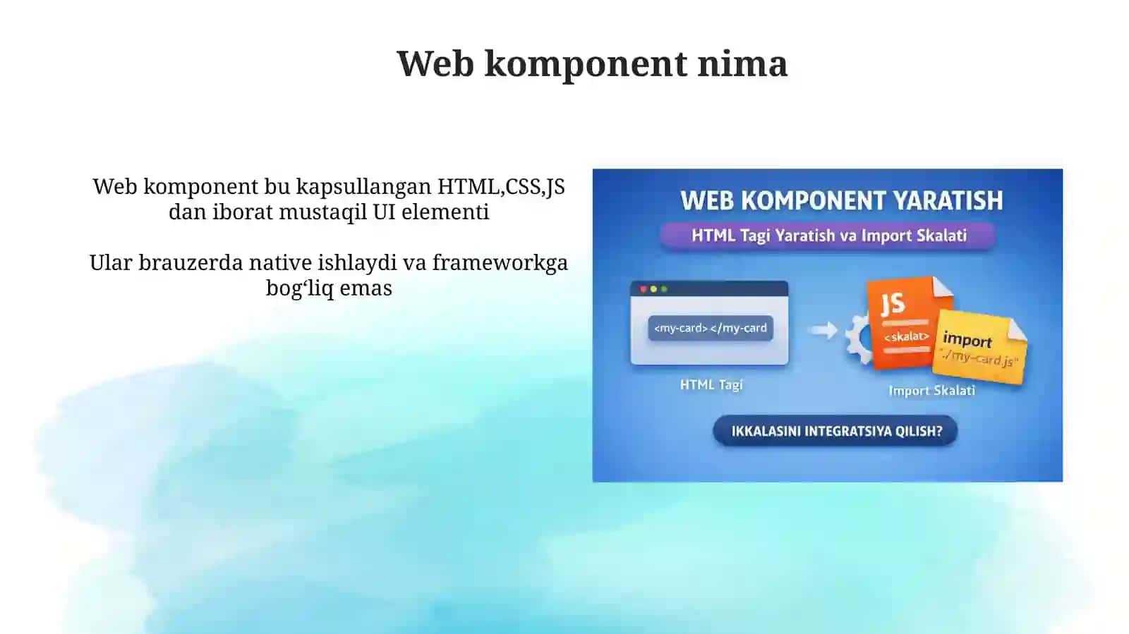 Web komponentlar va ularni yaratish, qayta foydalanish va boshqarish usullari 4