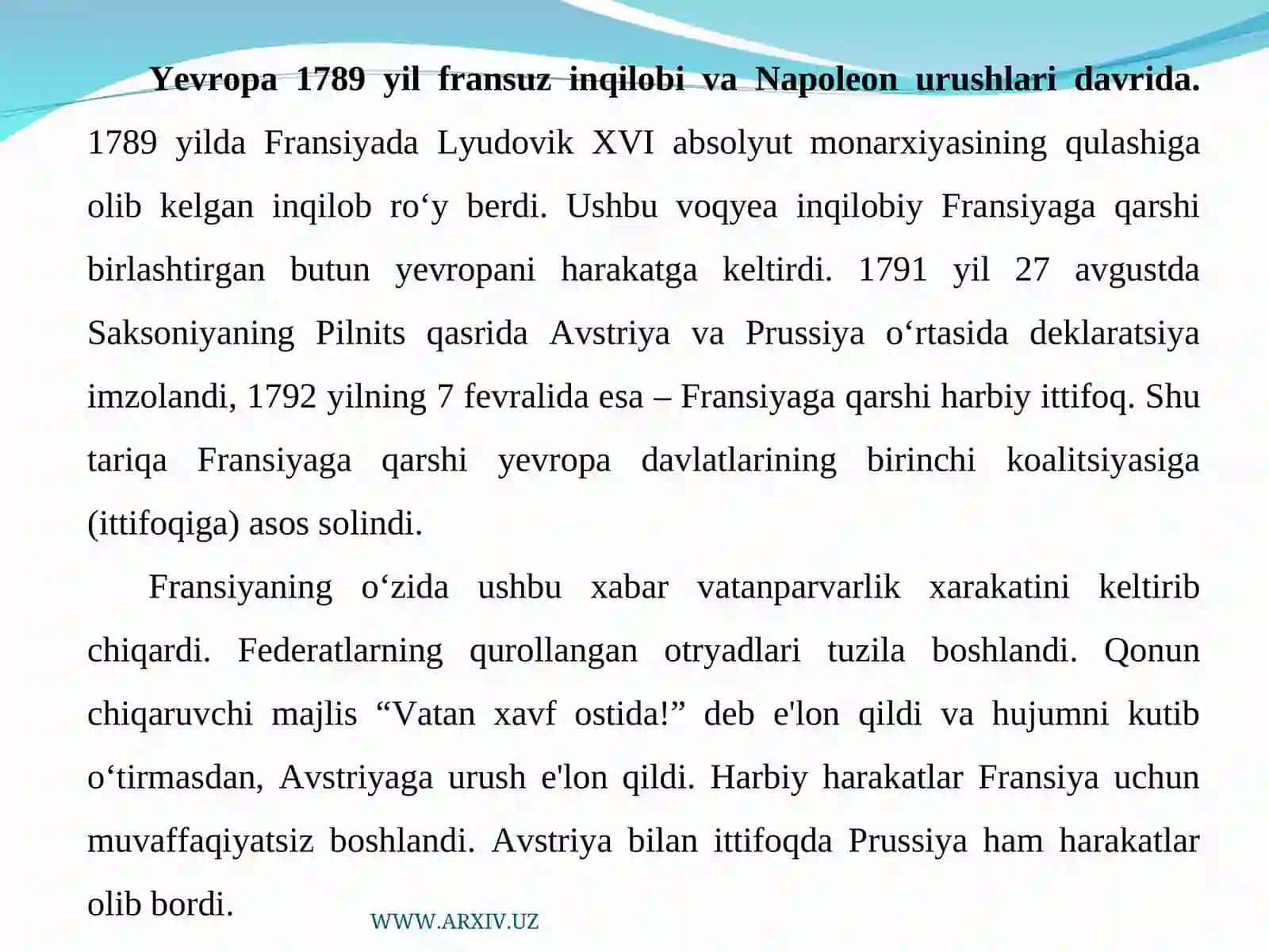 XVII–XIX asr boshlarida xalqaro munosabatlar va diplomatiya 4