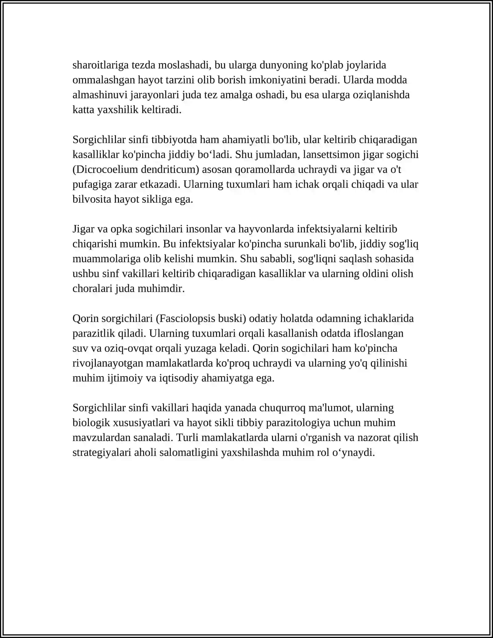SORGICHLILAR SINFI JIGAR QURTI LANSETSIMONLAR SINFI MUSHUK SORGICHI OPKA VA QORIN SORGICHI 4
