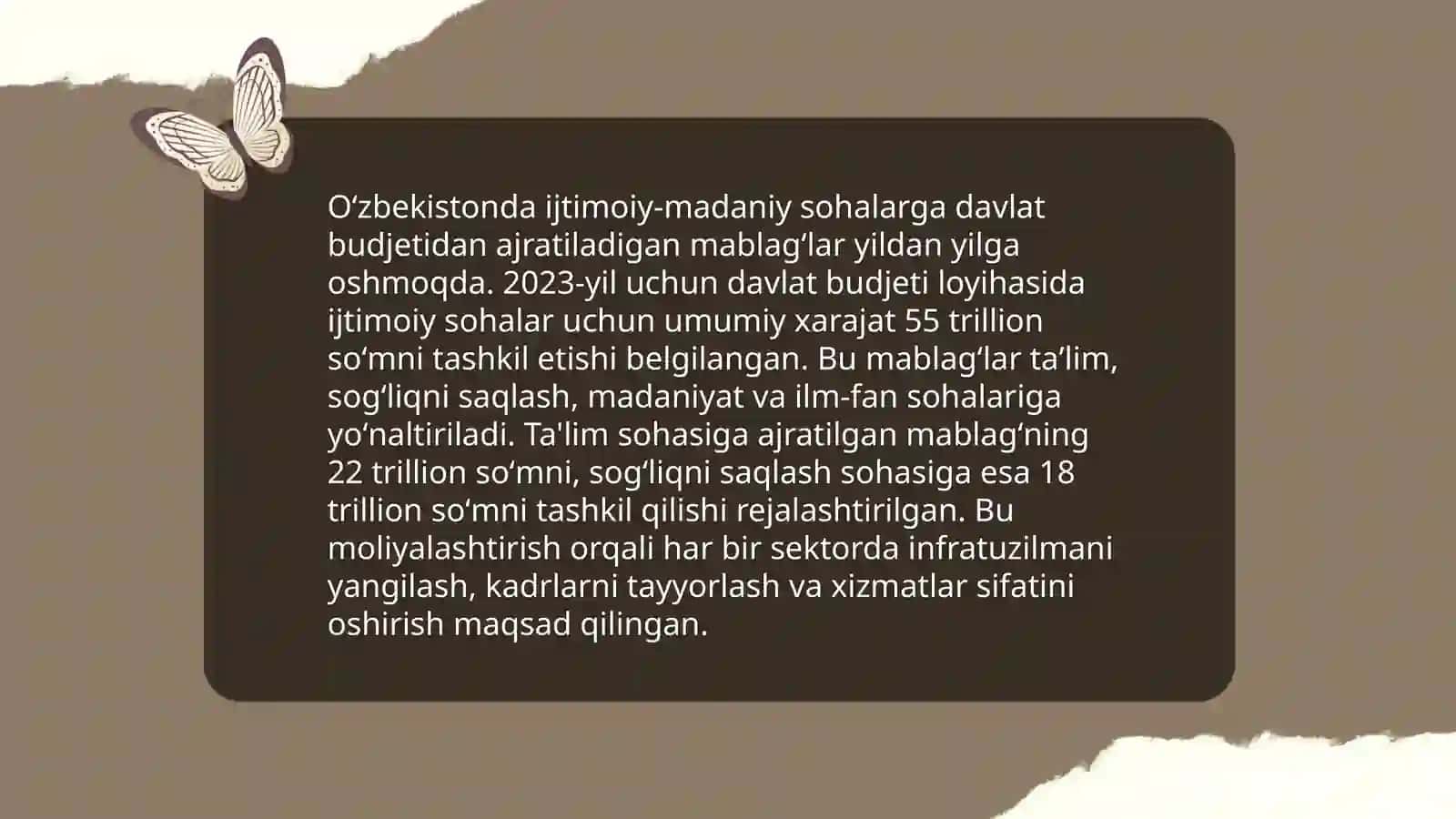 Ijtimoiy-madaniy sohalarni moliyalashtirishda davlat budjetining o‘rni va ahamiyati 4