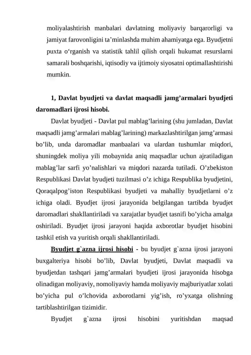 Davlat byudjeti haqida tushunchaga uning tarkibi va uning moliyalashtirish manbalarini statistik o`rganish 4