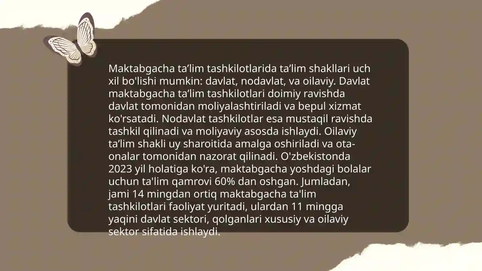 Maktabgacha taʼlim tashkilotlarida taʼlim shakli. Mashgʻulotga tarbiyachining innovatsion yondashuvi. Maktabgacha taʼlim tashkilotlarida ekskursiyani oʻtkazish mazmuni 4