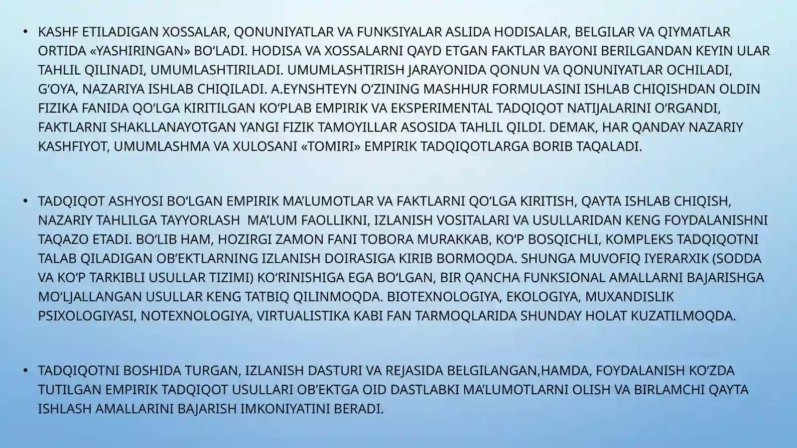 ILMIY TADQIQOTNING EMPIRIK USULLARI VA NAZARIY DARAJASI 4