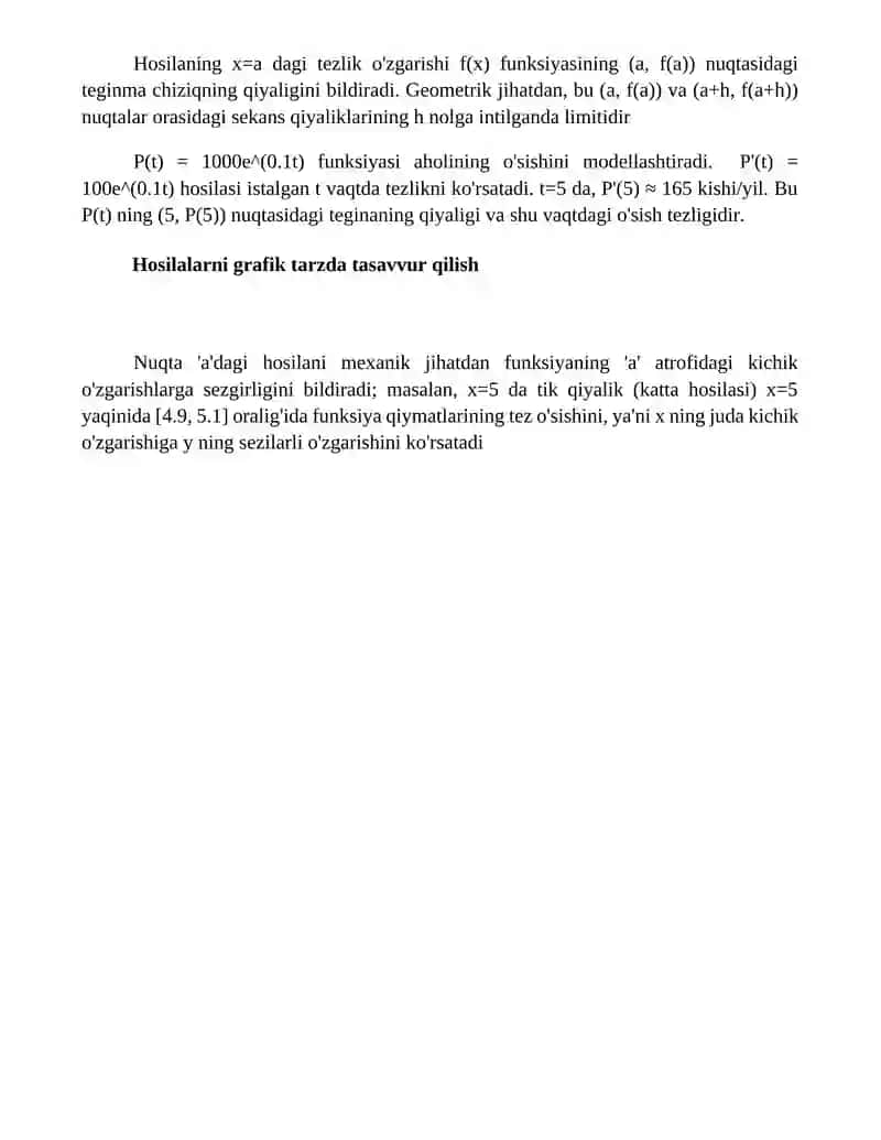 Funksiya hosilasi uning geometrik va mexanik manolari 4