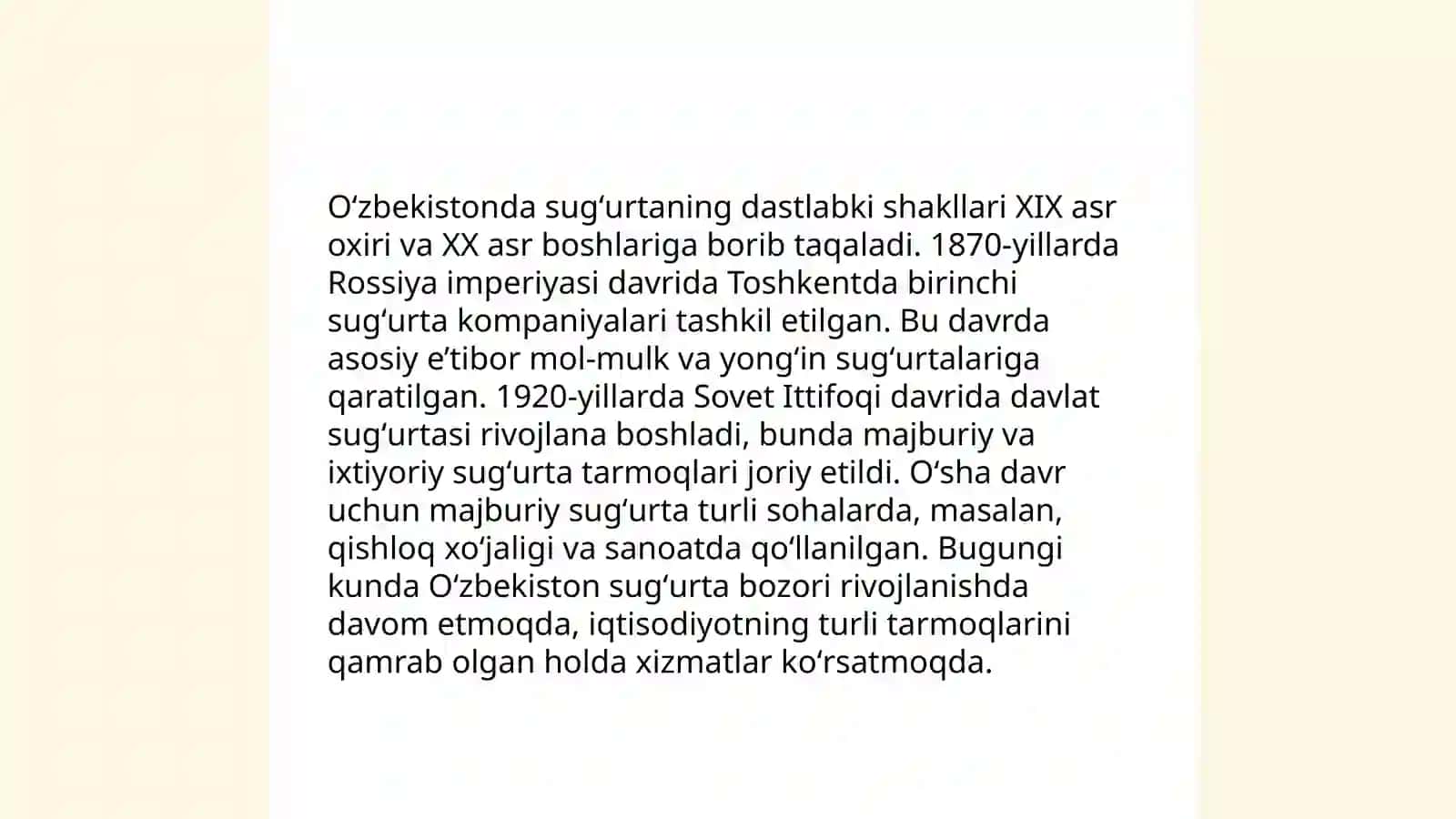 Sug'urtaning tarixiy ildizlari Oʻzbekistonda 4