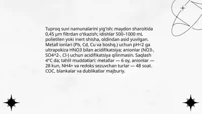 Iyon bog'lanishli birikmalarning tuproq suvning ifloslanishida qobiliyati 4
