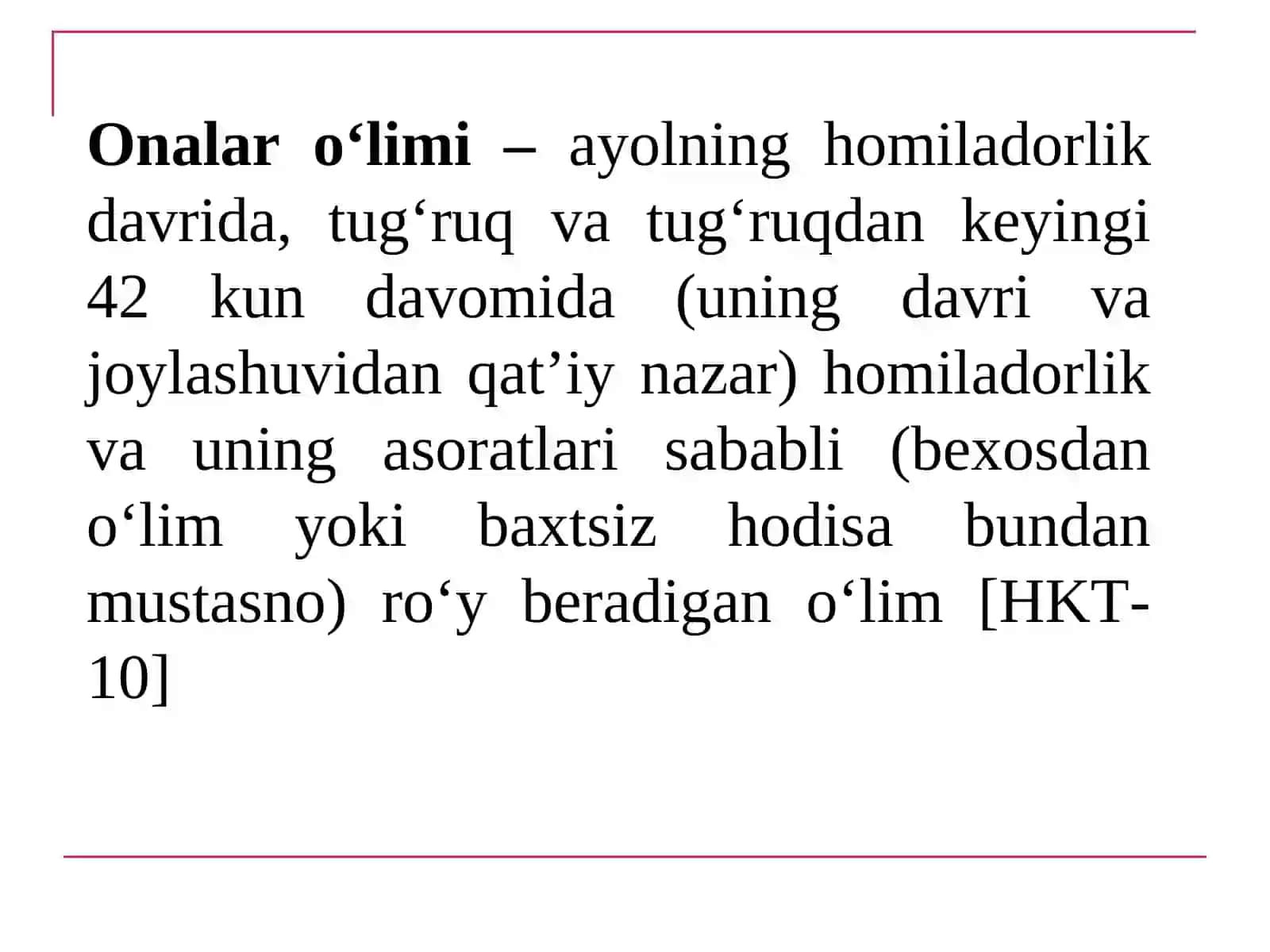 Onalar o`limi tizimida Akusherlik qon ketish muammolari.UASH taktikasi 4