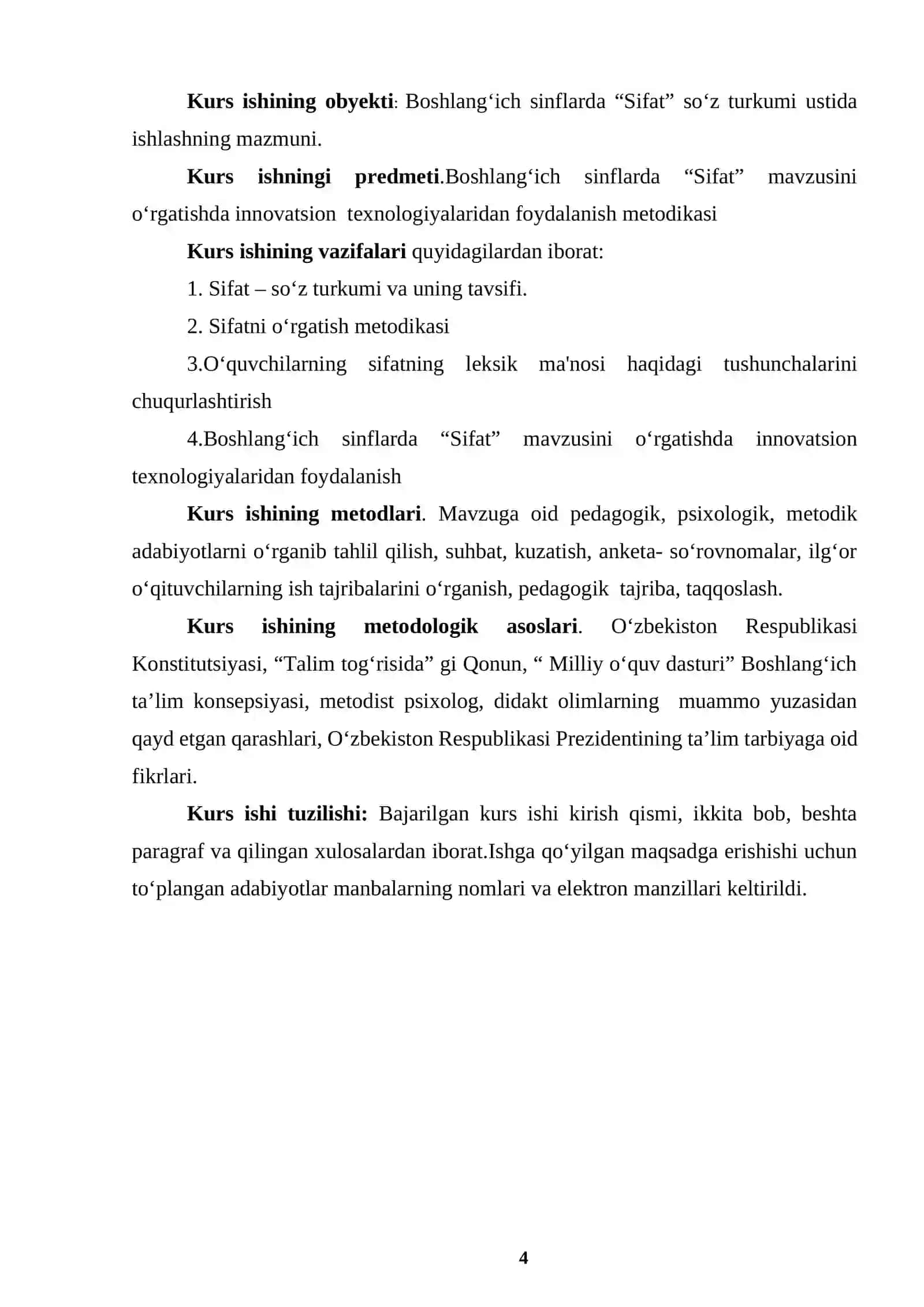 BOSHLANG’ICH SINFLARDA “SIFAT” MAVZUSINI O’RGATISH METODIKASI 4