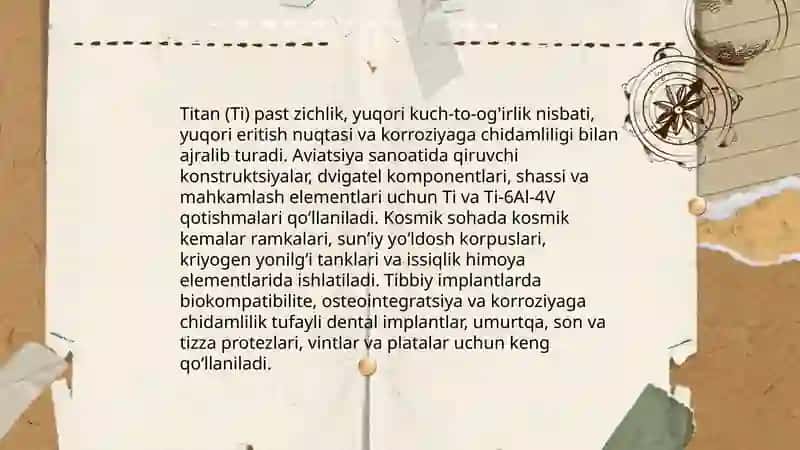 Elementlar davriy sistemasidagi d-oila elementlari va ularning ishlatilish sohalari 4