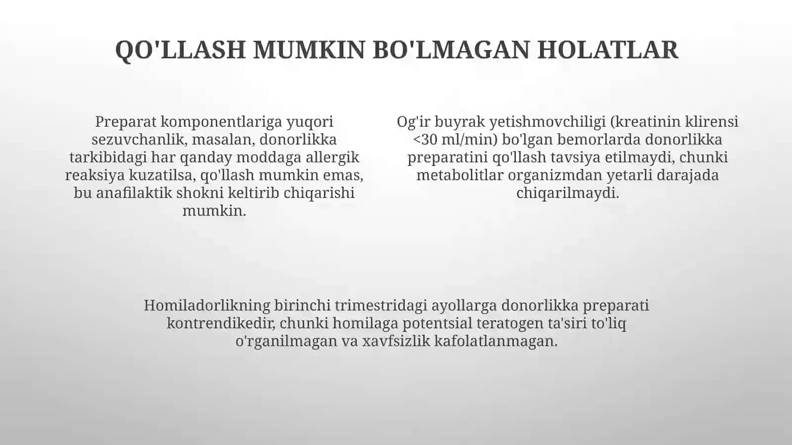 Donorlikka ko'rsatma va qarshi ko'rsatmalar 4