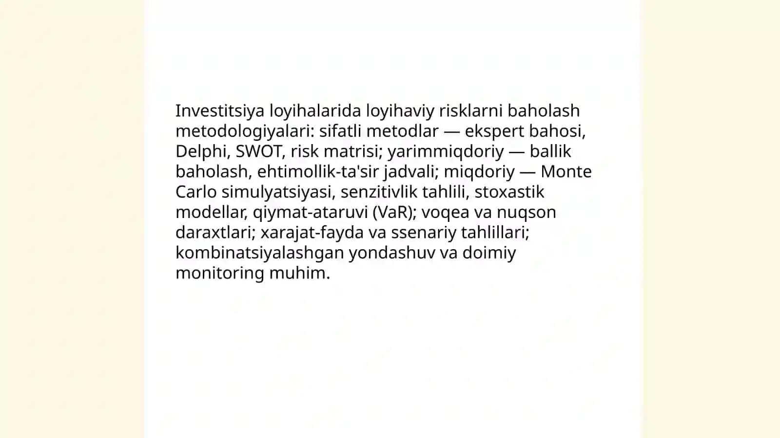 Investitsiya loyihalarini amalga oshirishda tavakkalchilikni sug'urtalash 4
