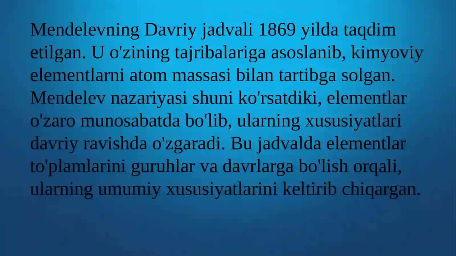 D.I. MENDELEVNING DAVRIY SISTEMASI. RADIOAKTIVLIK 4