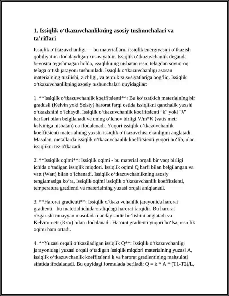 ISSIQLIK OʻTKAZUVCHANLIK VA OGʻIRLIK OʻTKAZUVCHANLIK 4