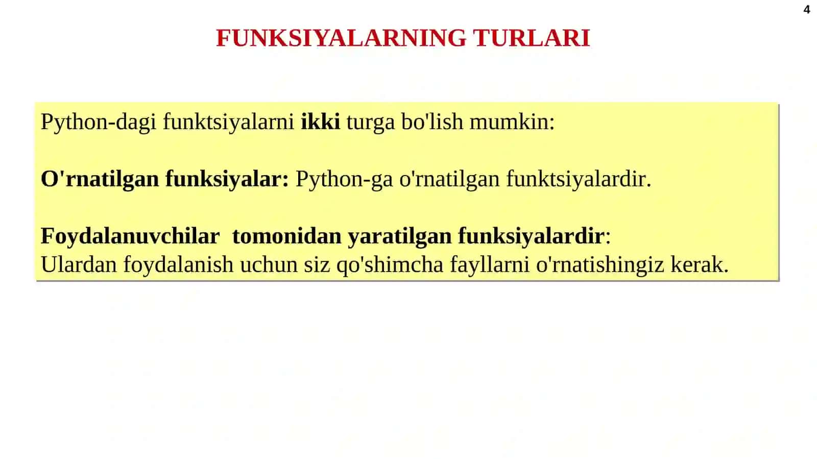 Funksiyalar 4