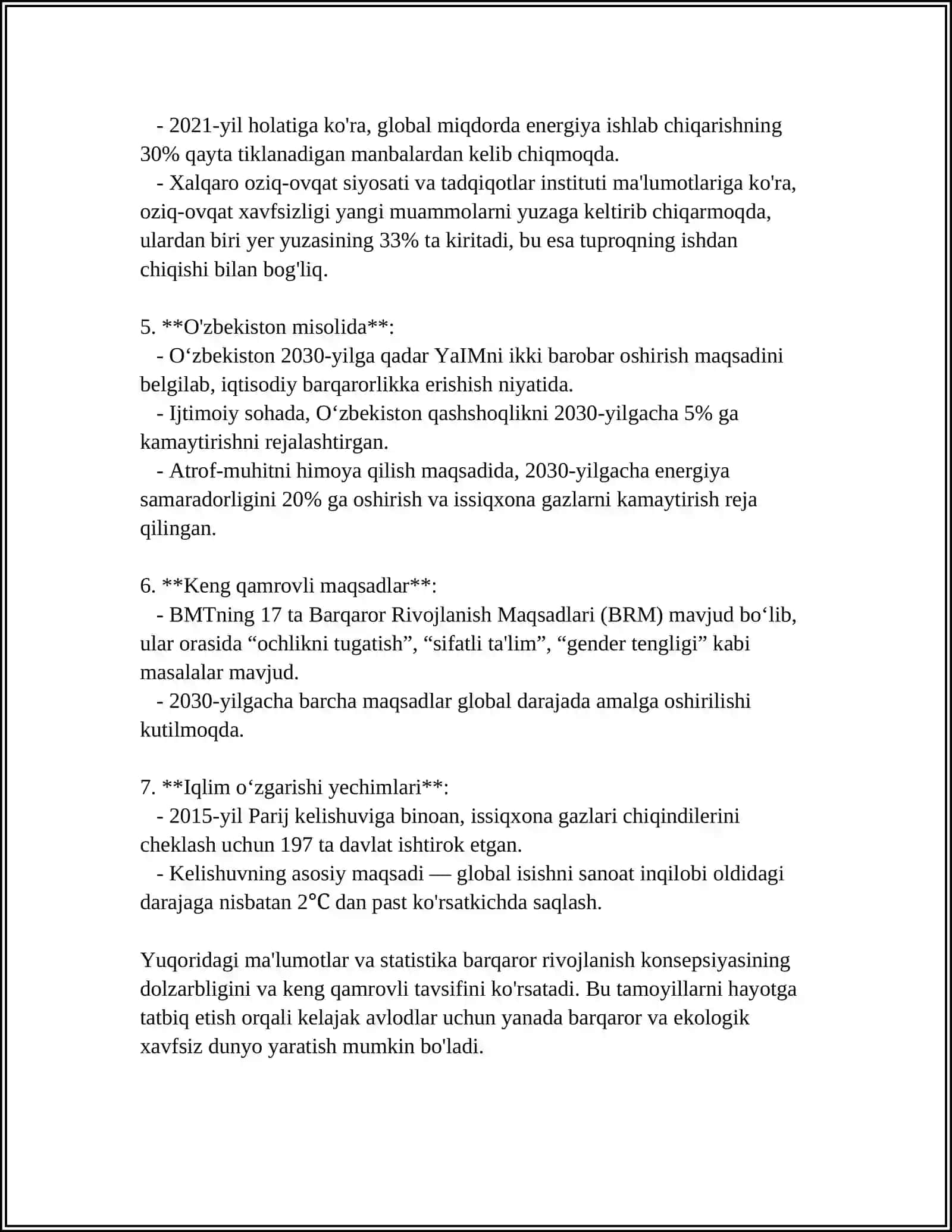BARQAROR RIVOJLANISH KONSEPSIYASIDA BELGILANGAN VAJIFALARNI AMALGA OSHIRISHDA METHLANING O'RNI VA AHAMIYATI 4