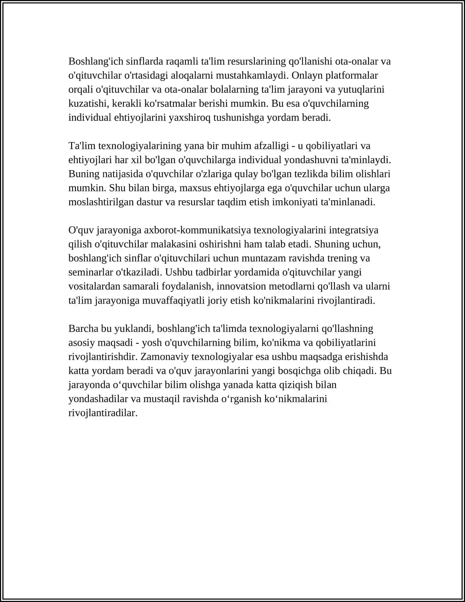 Ta'lim texnologiyalari boshlang'ich sinflarda 4