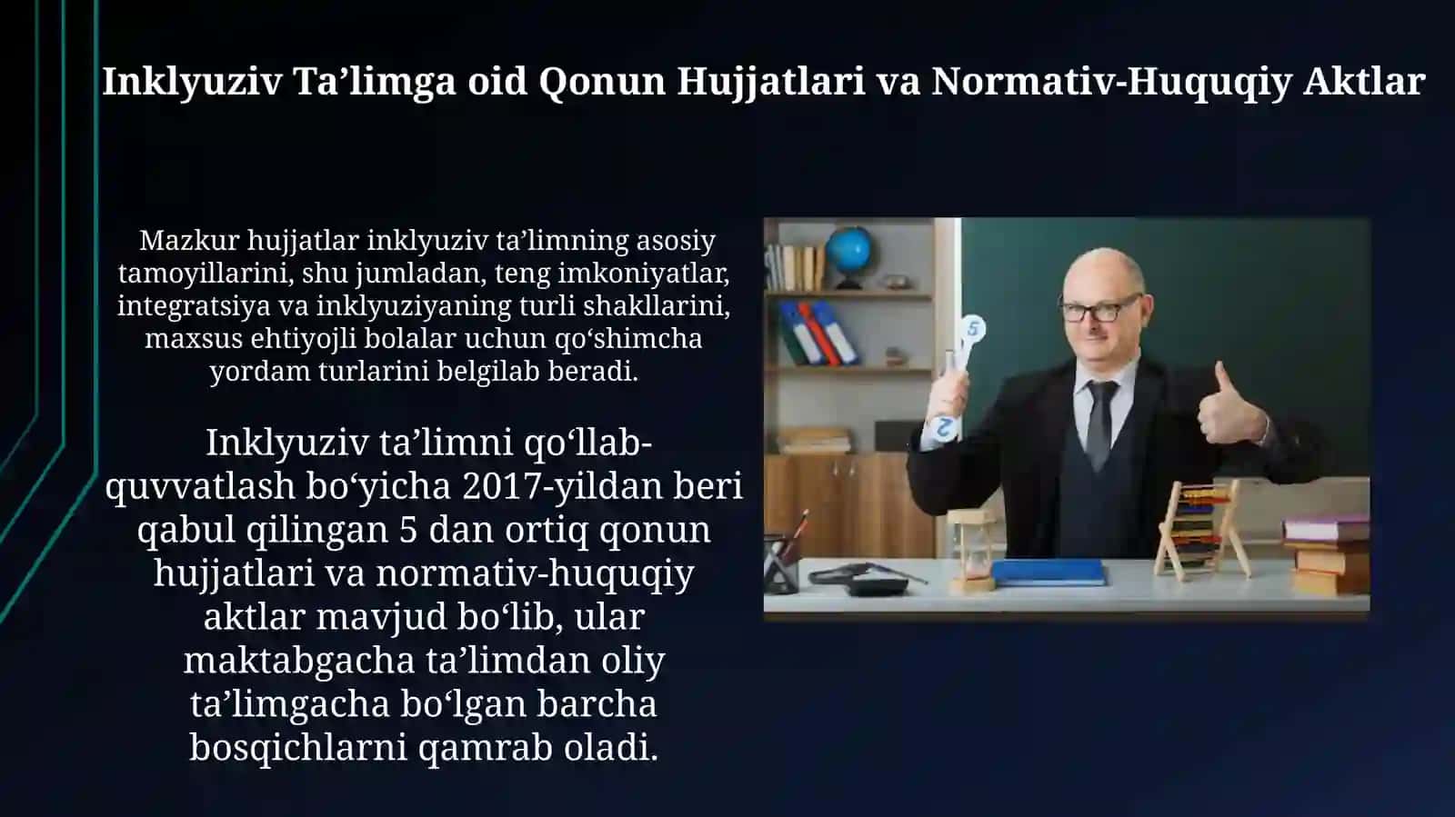 O'zbekistonda inklyuziv taʼlimning qo'llab quvvatlashning huquqiy asoslari va amaliy tajribalari 4