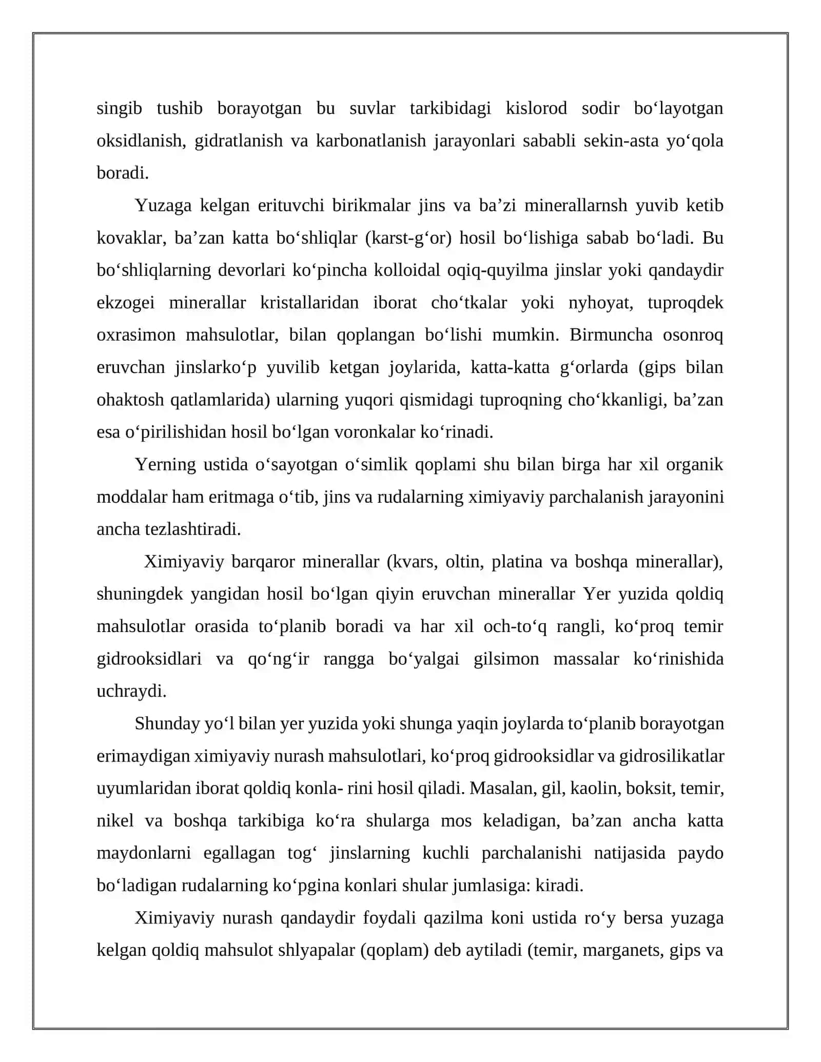 Mineral hosil qiluvchi ekzogen jarayonlar 4