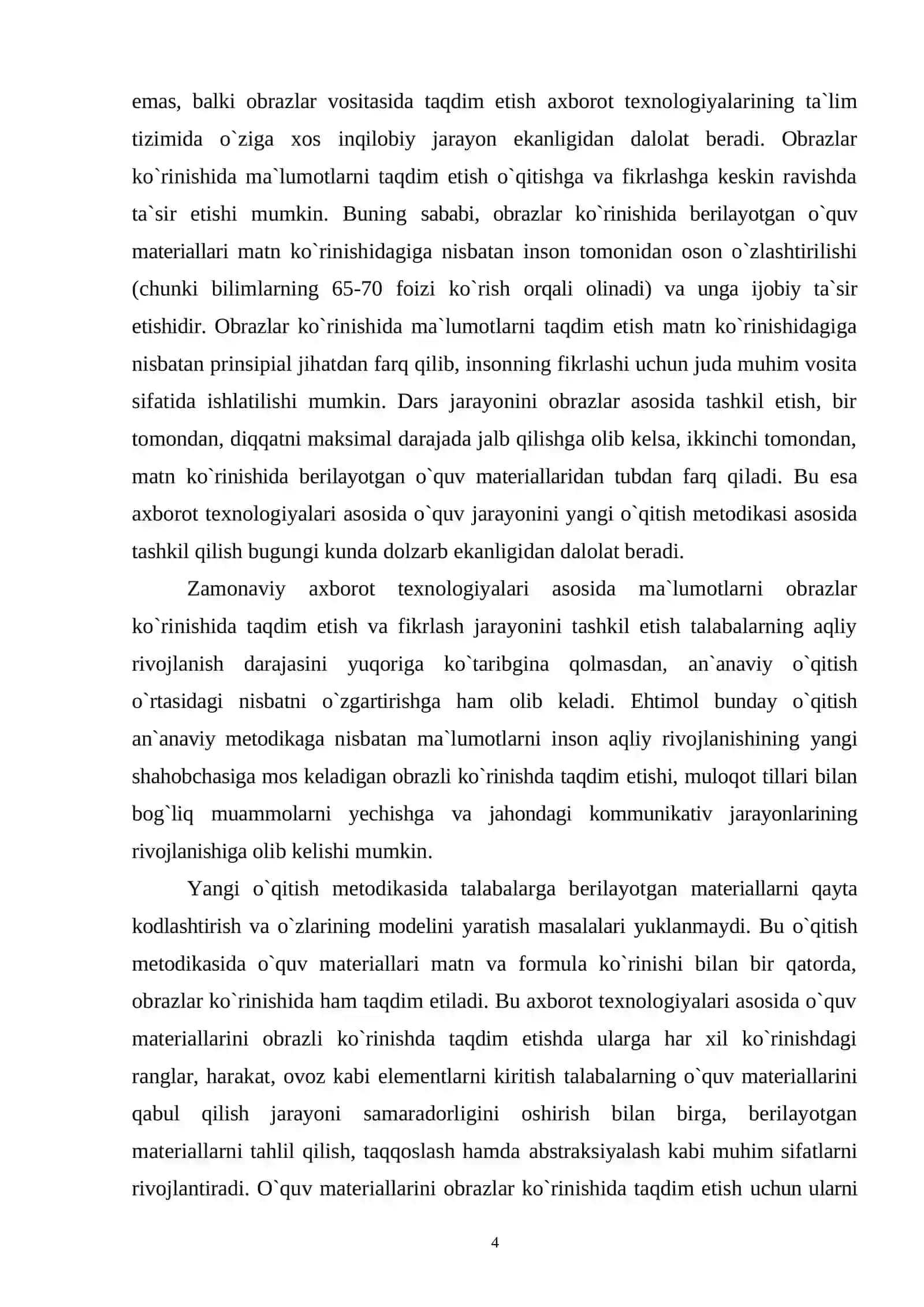 Yangi axborot texnologiyalaridan foydalanib, kasb-hunar kollejlarida geometriya kursini o`qitish metodik tizimini yaratish 4