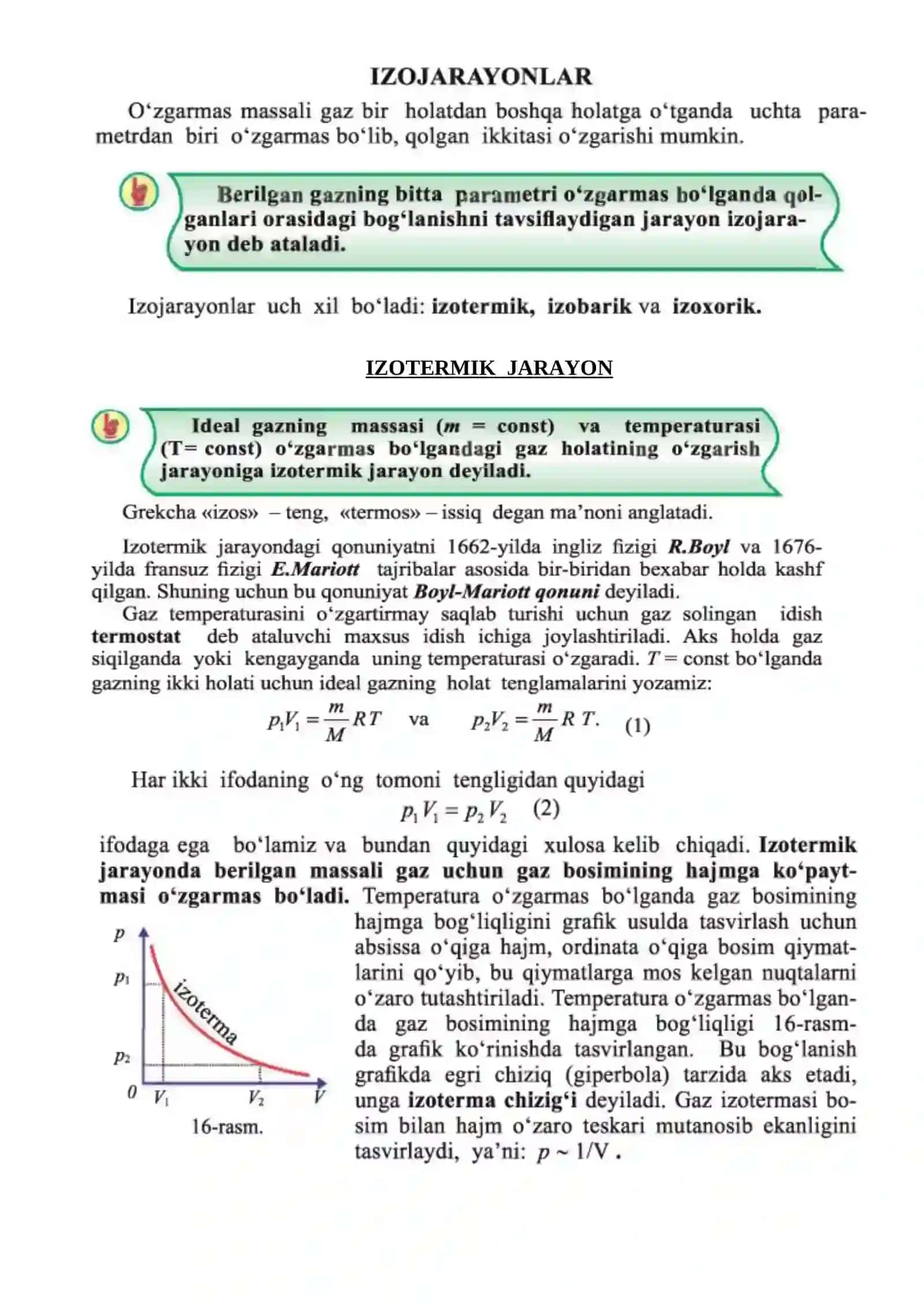 Molekulyar -kinetik nazariyasining asosiy tenglamasi. Izojarayonlar 4