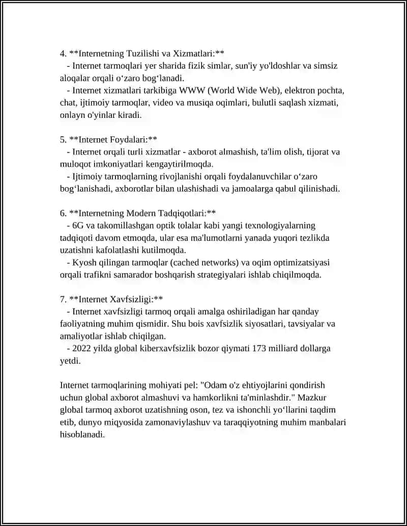 INTERNET TARMOGʻI VA ELEKTRON POCHTA 4