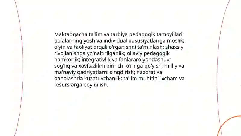 Uzluksiz ta'lim turlari. Maktabgacha ta'lim va tarbiya 4