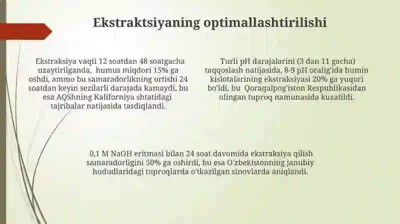 Humus Kislotalarini Tozalash va Fraksiyalash 4