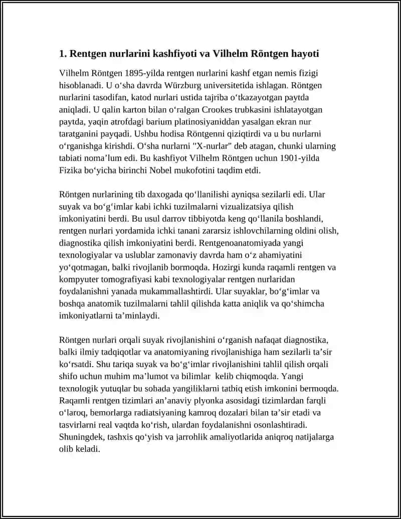 RENTGEN NURLARINI OʻRGANISH TARIXI SUYAK VA BOʻGʻIMLAR RIVOJLANISHINI RENTGEN NURLARI YORDAMIDA OʻRGANISH. RENTGENOANATOMIYADA YANGI TEXNALOGIYALAR PREZENTATSIYA 4