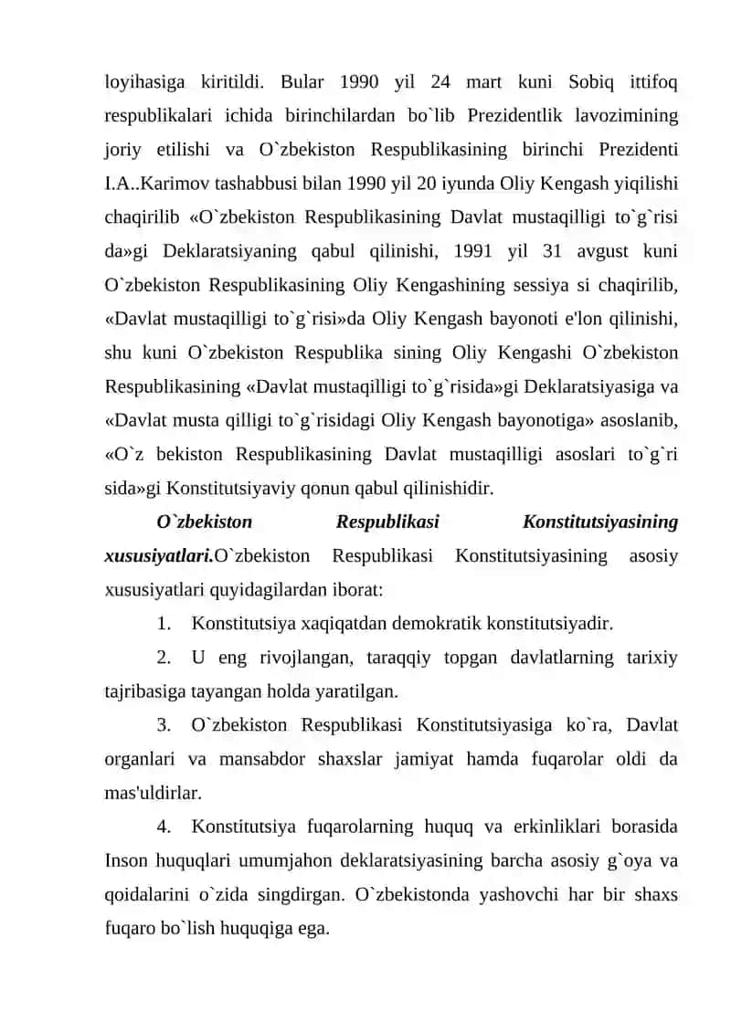 O'zbekiston Respublikasi Konstitutsiyasi 4