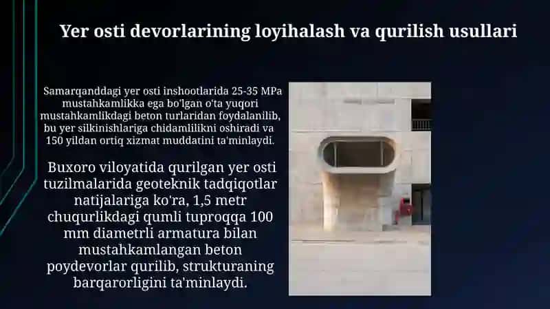 Yer osti inshootlarini qurishda grunt ichida devor texnologik usuli 4