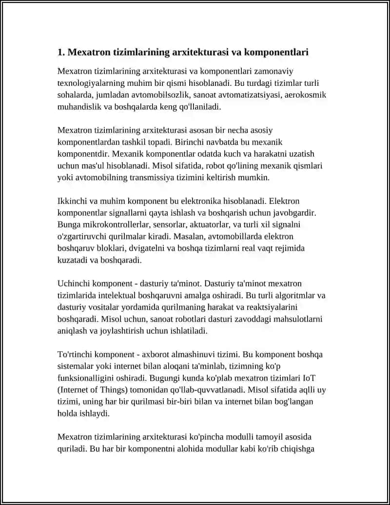 KOMPYUTER TEXNIKASIDA MEXATRON TIZIMLAR VA MEXATRON MODULLAR 4