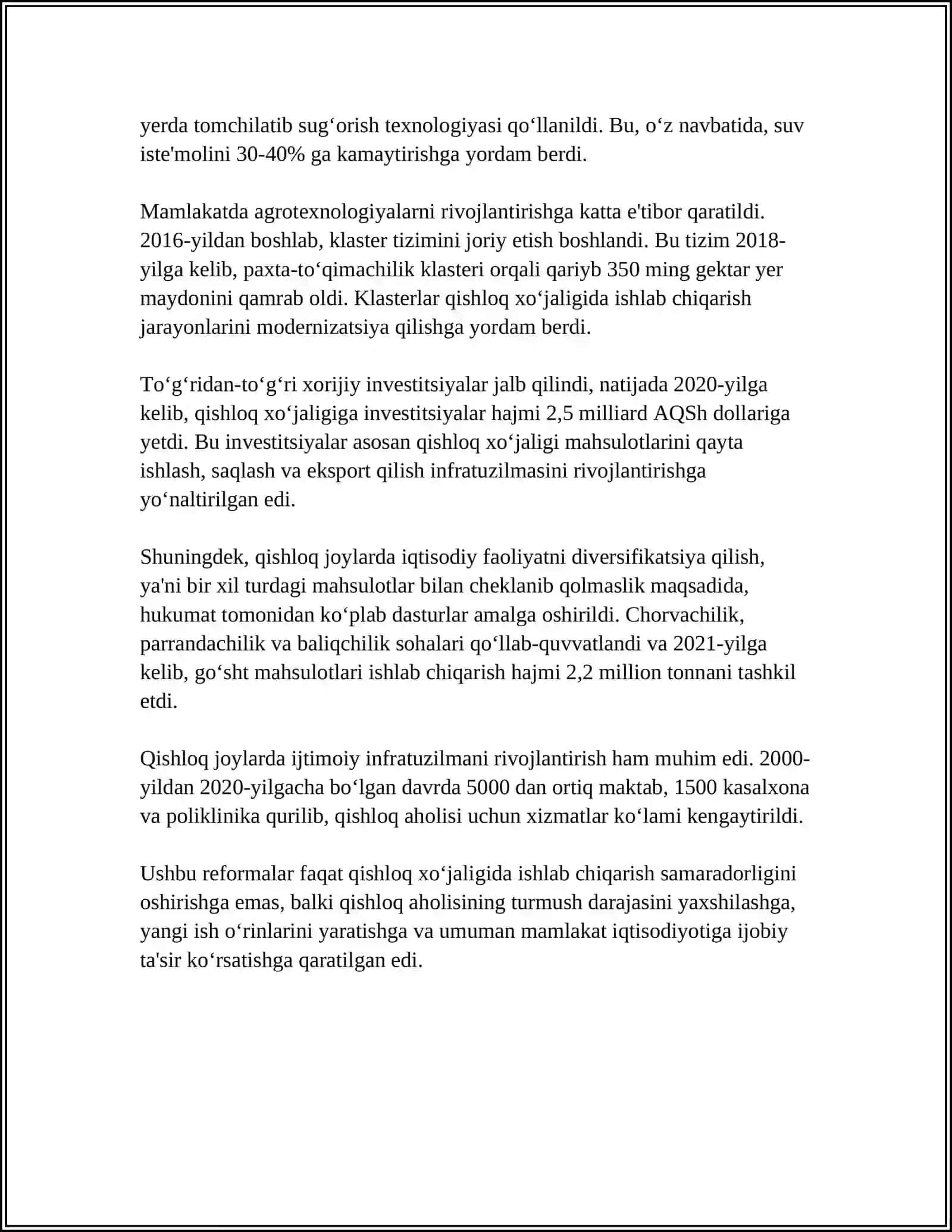 MUSTAQILLIK YILLARIDA QISHLOQ XO‘JALIGIDAGI VA SANOAT SOHASIDAGI RIVOJLANISHLAR 4