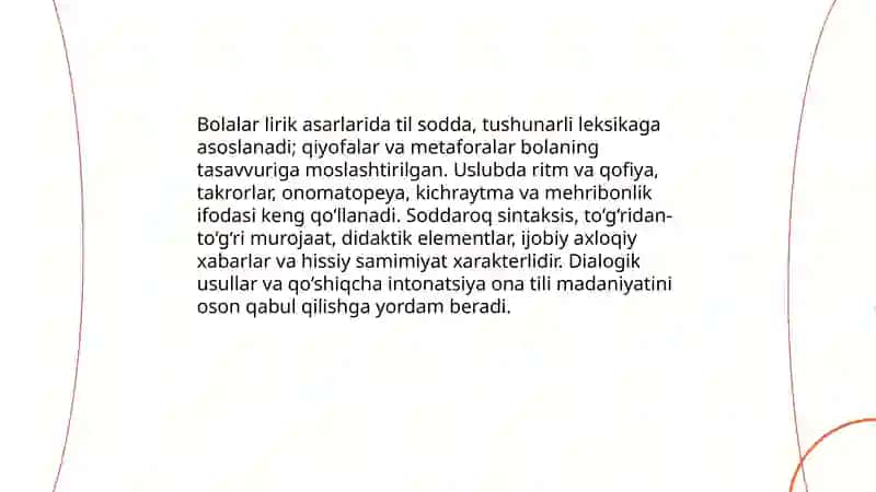 O‘zbek bolalar adabiyotida lirik asarlar tahlili 4