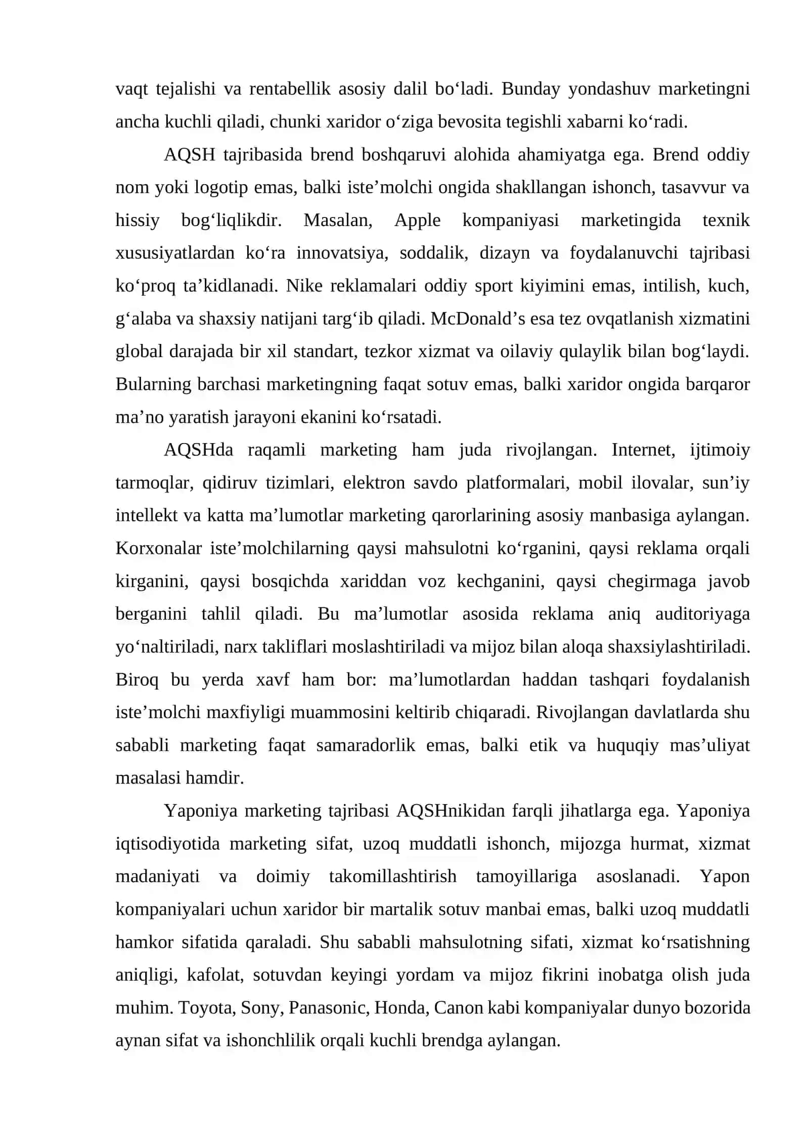 Rivojlangan davlatlar iqtisodiyotida marketingni qo‘llash amaliyoti tajribasi 4