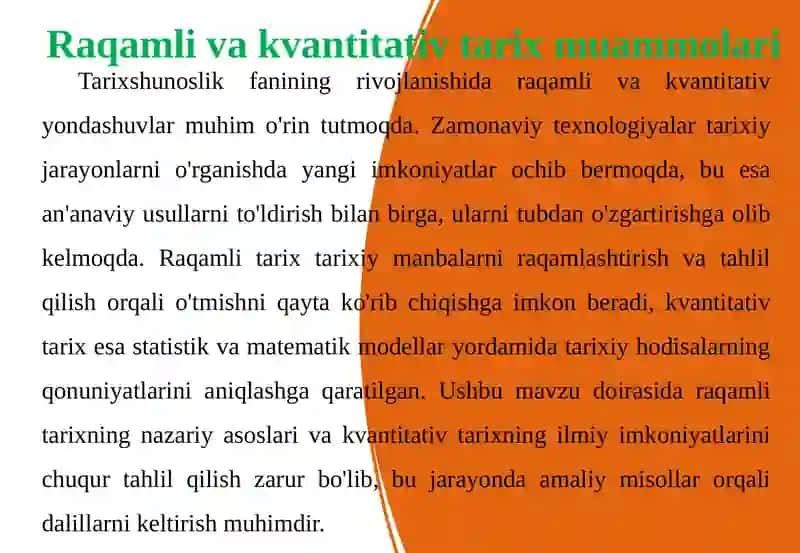 Raqamlivakvantitativ tarix muammolari 4